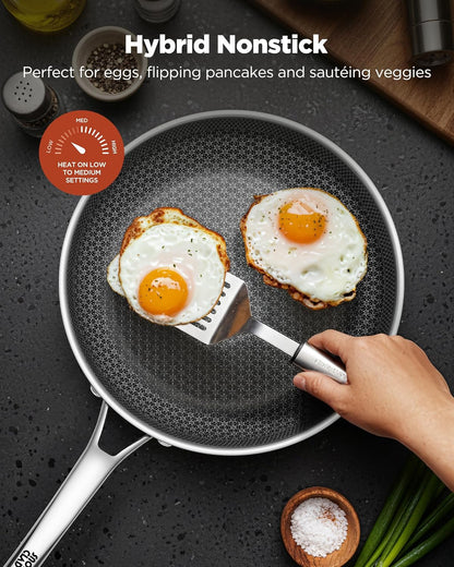 Skiennix Non-Stick Frying Pan - 12-Inch Hybrid Fajita Skillet with Lid | Dishwasher & Oven-Safe, PFOA Free
