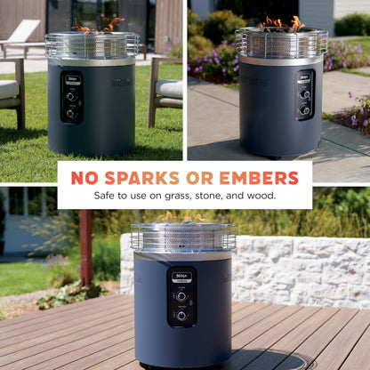 Ninja Fireside360™ Outdoor Heater & Fire Pit | 3 Modes: Flame, Heat, Flame & Heat | Portable for Patio, Deck, Camping | Easy Control Smokeless Flames | Push to Start Ignition | Cyberspace | OF101CY