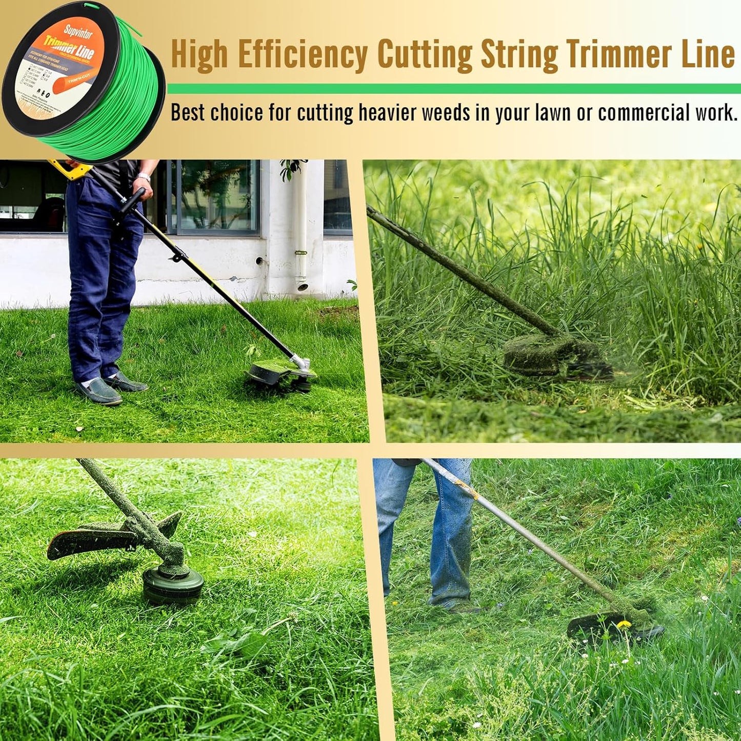 080 Trimmer Line - Heavy Duty .080 Inch String Trimmer Line | 1230ft Commercial Grade Green