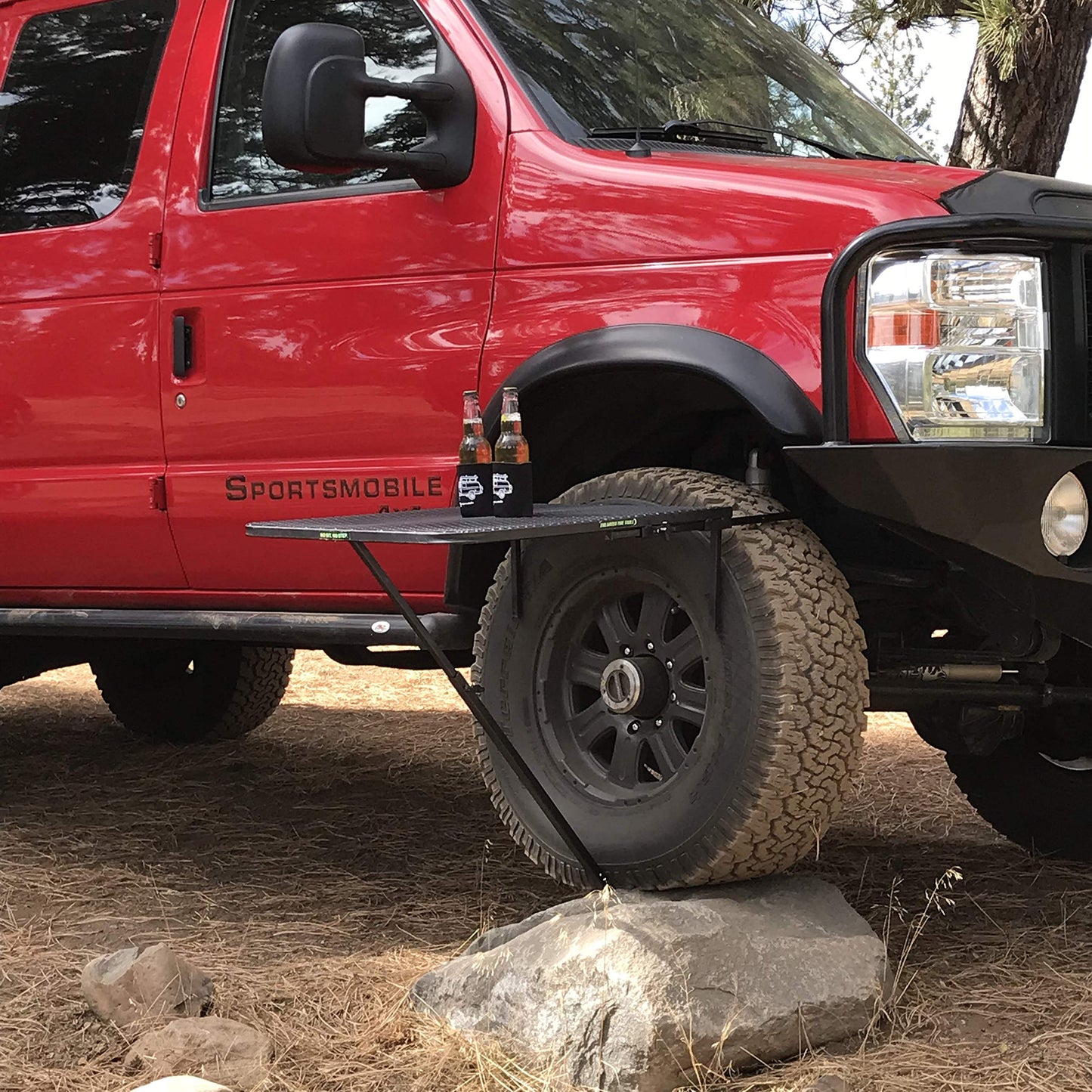 Tire Table Medium Steel Camping Table fits Tires Up to 40" | 50 Pound Capacity | Black Powder-Coated Finish | No Tool or Hitch Required | 23.5" x 27" x 1.5"