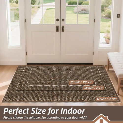 BEQHAUSE Dirt Trapper Door Mat - Non-Slip, Washable, Dirt Resistant | 24" x 60", Brown Entryway Mat