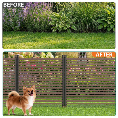 3 Pack Privacy Fence Panels for Outside, 48" h x 106" w No-Dig Metal Garden Fencing, Rustproof Decorative Panels for AC Cover, Pool & Trash Can Enclosures, Yard & Flower Bed Border, Easy Install