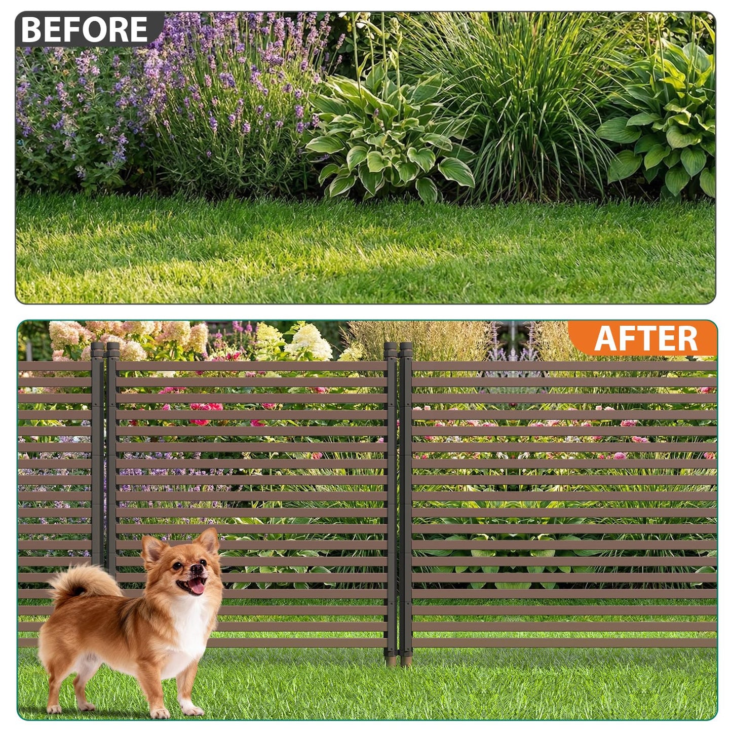 Garvee Privacy Fence Panels for Outside, 48" h×106" w 3-Panel No-Dig, Rustproof Decorative Garden Barrier, Air Conditioner Fence Panels, Pool Equipment Enclosure, Trash Can Screens, Easy Install