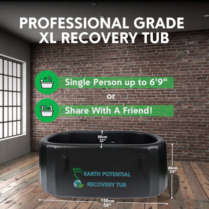 Recovery Tub – XL Inflatable Ice Bath for Cold Water Therapy & Muscle Recovery | Durable, Leak-Proof Cold Plunge Tub for Athletes | Ice Plunge Bath with Chiller Connections | Insulated Cover