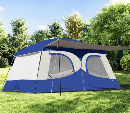Vidalido Tents，8-10 Person Camping Tent with Extended Vestibule，2 Room Weather Resistant Family Tents，Easy Install Waterproof Outdoor Tent for Camping Hiking（Blue）