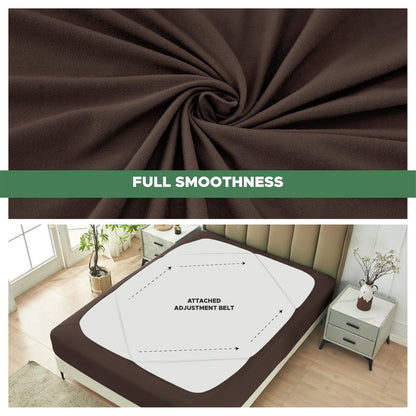Biscaynebay Decorative Box Spring Cover Queen Size, Brown Jersey Luxurious Jersey Knitting Stretchy Wrap Around 4 Sides Bed Skirt for Home/Hotels, Easy Fit Wrinkle & Fade Free Machine Washable