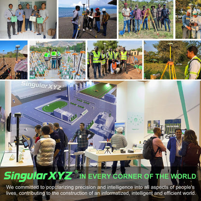 SingularXYZ RTK GNSS Survey Equipment 60° Tilt Built-in IMU,Equipped with Rover Handheld GPS and Software Ideal for Land Surveying,GIS,Mine Surveying,Topographic