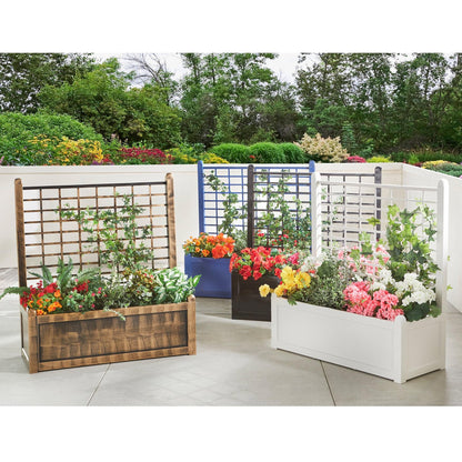 BrylaneHome Outdoor Freestanding Climbing Flower Plant Box with Trellis Planter Patio Deck Yard - Bronze