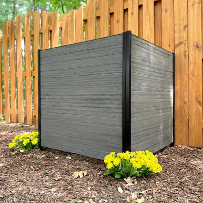 Enclo Privacy Screens EC18002 Lincoln WoodTek Vinyl Outdoor Privacy Screen, Conceals Trash Bins and A/C Units, Full-Coverage No-Dig Kit 3.5ft H x 3.5ft W, Charcoal Color (2-Panels)