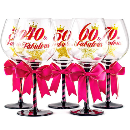 SAY HO UM 50 and Fabulous Birthday Wine Glass for Women | Fun Gift for Woman Turning Fifty Years Old | Mom, Best Friend, Aunt, Cousin, Co-Worker | Big 23 oz, 8.8 Inch Wine Glass