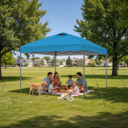 Explore Land 10x10 Pop Up Canopy with One Push Setup Heavy Duty Outdoor Sun Shade Tent for Beach,Camping,Events,Parties(Blue)