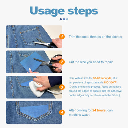 Iron on Patches for Jeans Kit, 5 Rolls Patches for Jeans, Iron on Denim Patches for Inside Jeans, Clothing, Denim, Knee, Pants 4 * 20inch (Five Color)