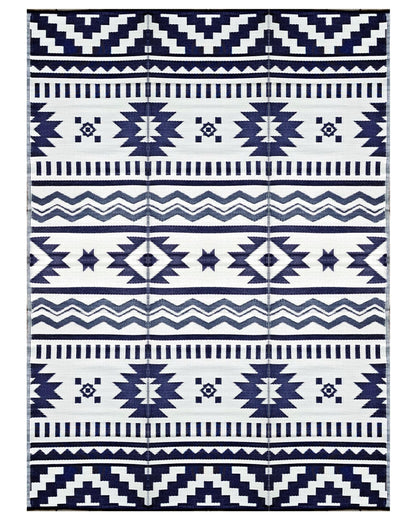 BalajeesUSA Outdoor Rugs–9x18 Plastic Patio Decor Grey Dark Blue, Durable and Affordable Recycled Straw Picnic All-Weather and Waterproof Reversible Camper Awning mats 7582