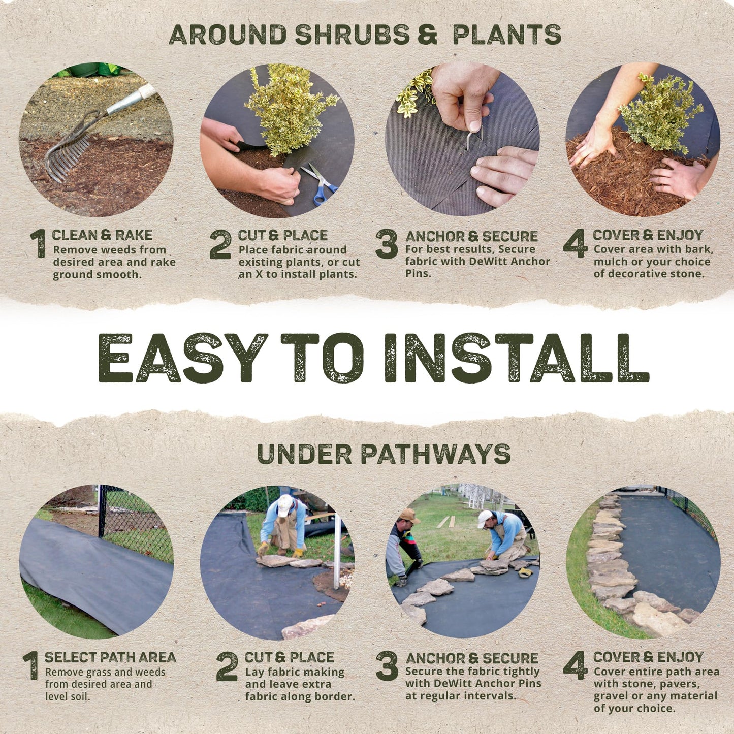 Dewitt Natural Burlap Roll 5.5 oz, 4 x 250 Feet – Medium-Weave Jute Fabric for Soil Covering, Plant Protection, Tree Wraps, Erosion Control, Wind Screens, and Crafts