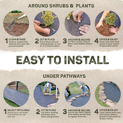 Dewitt Natural Burlap Roll 5.5 oz, 4 x 250 Feet – Medium-Weave Jute Fabric for Soil Covering, Plant Protection, Tree Wraps, Erosion Control, Wind Screens, and Crafts