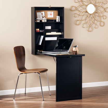 SEI Furniture - Minford Fold-out Convertible Desk - Black - Transitional Design, Black Finish - Fully Assembled - Ideal for Home Office, Bedroom (HO9291)