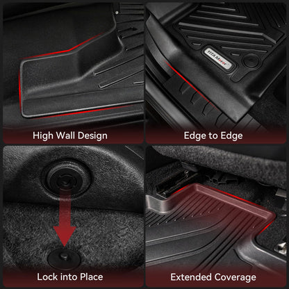 YITAMOTOR Floor Mats Fit for 2012-2016 Ford F250/F350/F450/F550 Super Duty SuperCrew/Crew Cab, TPE All Weather Custom Fit Floor Liner for F-250/F-350/F-450/F-550 Carpet Floor, 1st & 2nd Row Mats Black