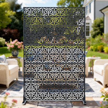 Ultym Decorative Privacy Screen Outdoor 72" H×44" W, Steel Laser Cut Snowflakes Garden Privacy Fence Panel, Weatherproof Freestanding Modern Screen Divider for Balcony Patio Deck Backyard Home