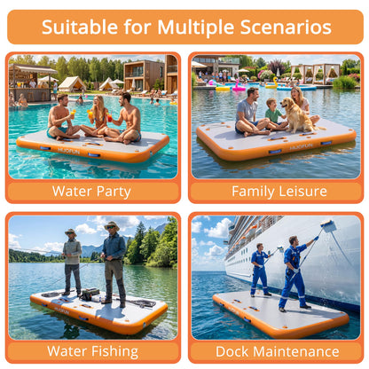 HIJOFUN Inflatable Floating Dock Mat,6 inches Thick 6ft Inflatable Stable Platform Raft with Storage Bag None-Slip Surface Island Raft for Lake Beach Pool