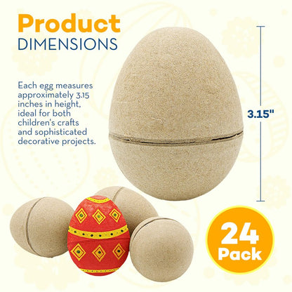 4E's Novelty DIY Paper Mache Easter Eggs to Paint 12 Pack - Paintable & Fillable Blank Easter Eggs Crafts for Kids & Adults, for Easter Arts Classroom Activities & DIY Projects