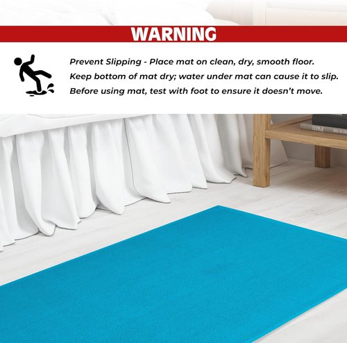 Cotton Paradise 100% Cotton Bath Mat - Soft, Absorbent, Non-Slip | Quick Dry, 17x24 Inch, Aqua Blue