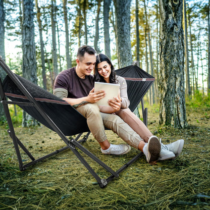 Tranquillo Universal Hammock Stand 600 lbs Capacity, Instant 20s Foldable, 3-Year Warranty Hammock with Stand, 2 Person Camping Revolutionary Portable No Screws, Premium Hammocks, Black