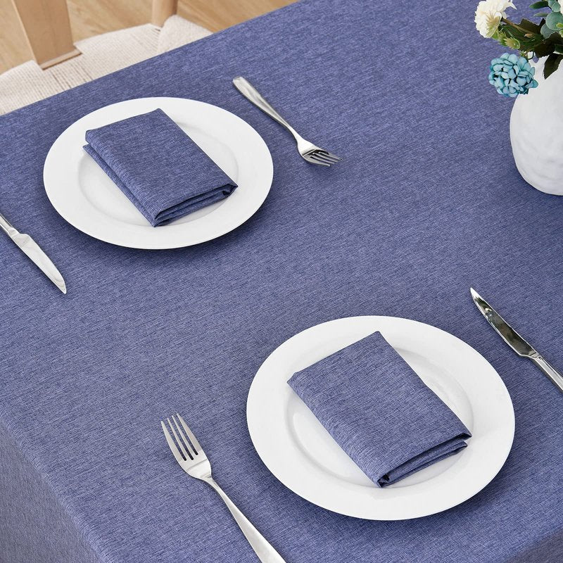 Veblandy Rectangle Tablecloth Linen Textured Waterproof & Stain Resistant Table Cloth Wrinkle Free Decorative Fabric Farmhouse Table Cover for Dining/Party/Buffet/Wedding, 60 x 144 Inch, Demin Blue