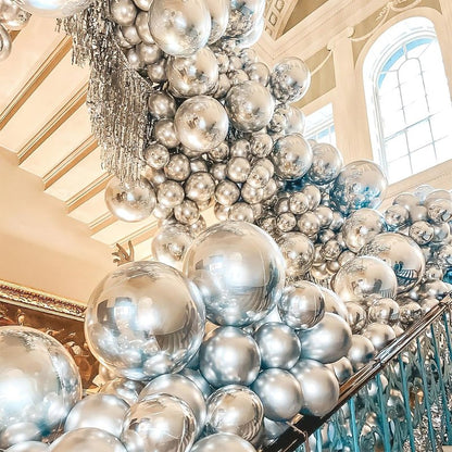 PartyWoo Silver Balloons 20pcs 18 Inch Silver Latex Helium Balloons for Birthday Wedding Anniversary Graduation Bachelorette Engagement Bridal Shower Retirement Party Decorations Silver-G102