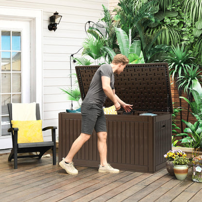 YITAHOME 320 Gallon Extra Large Deck Box, Double-Wall Resin Outdoor Storage Box with Flexible Divider for Patio Cushions Pool Supplies Garden Tools, 1000lbs Load Capacity, Lockable&Waterproof (Brown)