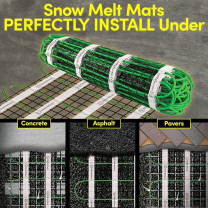 WarmlyYours 2x15 ft. Electric Ice and Snow Melting Mat 120V 1500 Watts - Embedded Under Asphalt, Concrete, or Pavers - Radiant Heated Driveway, Walkways, Sidewalks, Patios, Porch, Ramps PowerMat