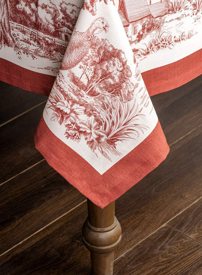 Maison d' Hermine Table Cloth Square Table 100% Cotton 60 x 60 Inches Fall Tablecloth Reusable Everyday Use for Thanksgiving Christmas Decorations Dining Farmhouse Party (Holy Jouy - Red)