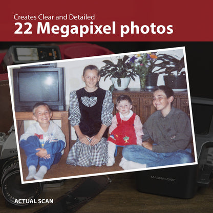 Magnasonic All-in-One 24MP Film Scanner with Large 5" Display & HDMI, Converts 35mm/126/110/Super 8 Film & 135/126/110 Slides into Digital Photos, Built-in Memory (FS71)