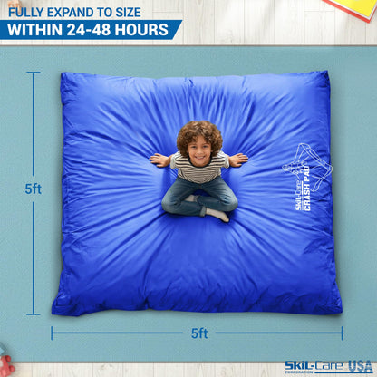 Skil-Care Crash Pad for Kids | Sensory Crash Mat for Active Play | High-Density & Soft Foam Blocks Landing Zone | Kids Jumping Pillow for Indoor & Outdoors Use with Durable Nylon Cover - 5x5 feet