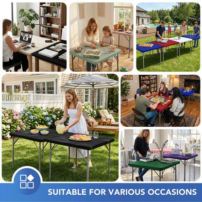 Enjoyidea Fitted Square Tablecloth 36x36 Inch-2 Pack Black Card Elastic Spandex Table Clothes-Small Stretch Folding Table Cover Topper Cap for Kitchen Dining Picnic Patio Outdoor Party Tables