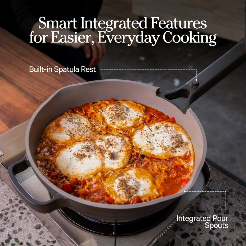 Our Place Large Always Pan | 12.5" Ceramic Pan with Modular Lid & Beechwood Spatula | Patented 10-in-1 Nonstick, Non-Toxic Cookware Made Without PFAS | Induction & Oven-Safe up to 450°F | Sage