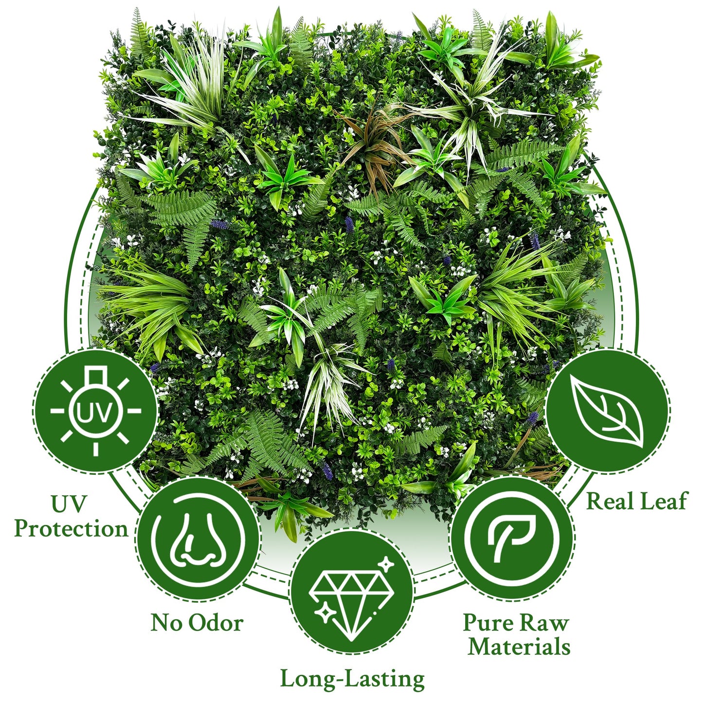 ODTORY Artificial Boxwood Topiary Hedges Panels: 20'' x 20'' 12P UV-Protected Privacy Faux Grass Backdrop Fence Screen for Patio, Balcony, Garden, Backyard Indoor Outdoor Green Wall Decor