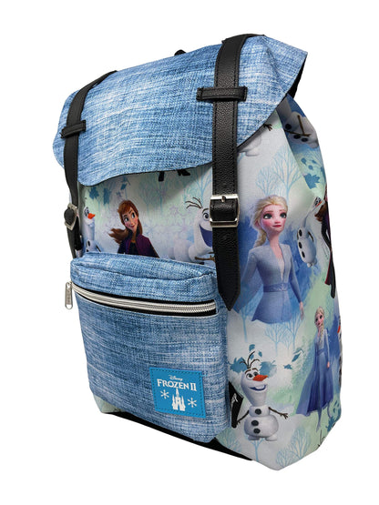 Limited KBNL Frozen 2 Allover Pattern Preppy Vintage Style 16 School Backpack Blue, Large, 20760
