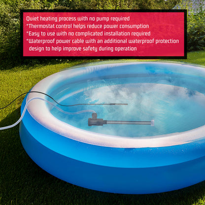 YLboyLIAN 3000W Titanium Immersion Water Heater Portable Electric Pool & Bathtub Fully Submersible Water Heater with GFCI, Temp Control for Hot Tub, Above Ground Pool, Baptistry, Above Ground Pool