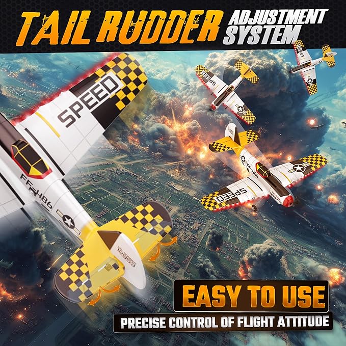 BEZGAR RC Plane Drones for Kids 6-axis Gyro Remote Control Airplane RC Helicopter Easy Control for Beginners Toys with Colorful LED Navigation Lights Yellow
