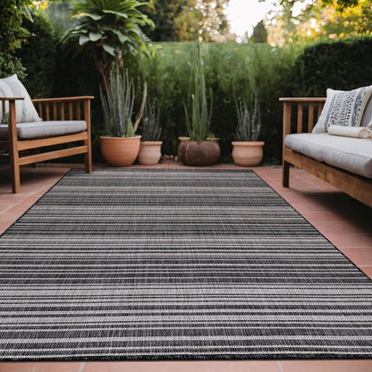 Luul Home Stripe Outdoor Rug 10x14 Washable Outside Carpet for Indoor Patio Porch Waterproof Easy Cleaning Non Shedding Area Rugs Dark Gray 10 x 14