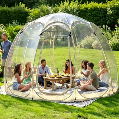 BGYMF 15x15FT Spacious Pop Up Bubble Tent for 10-15 People,Outdoor Clear Dome with Rain Cover, Portable Garden Globe Igloo Tent for Camping