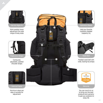 TETON 55L Scout Internal Frame Backpack for Hiking, Camping, Backpacking, Rain Cover Included
