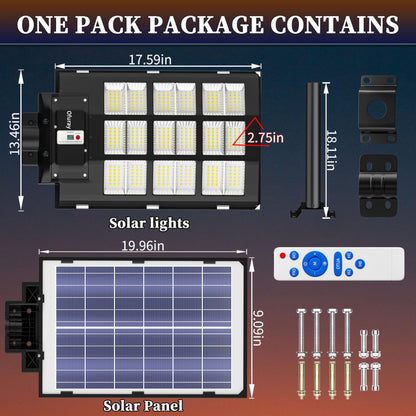 Ofuray Solar Street Lights Outdoor,Solar Security Flood Lights Parking Lot Lights Commercial Dusk to Dawn, 6500k Waterproof Led with Remote Control Motion for Street,Court,Barn (Of-3600W 218000Lm)