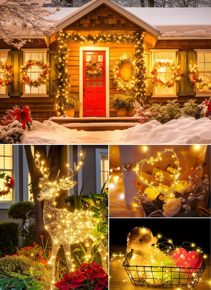 Minetom Fairy Lights Battery Operated with Remote, 66Ft 200 LED Waterproof String Lights Indoor Outdoor, Starry Twinkle Light for Christmas Home Bedroom Wedding DIY Centerpiece Decor