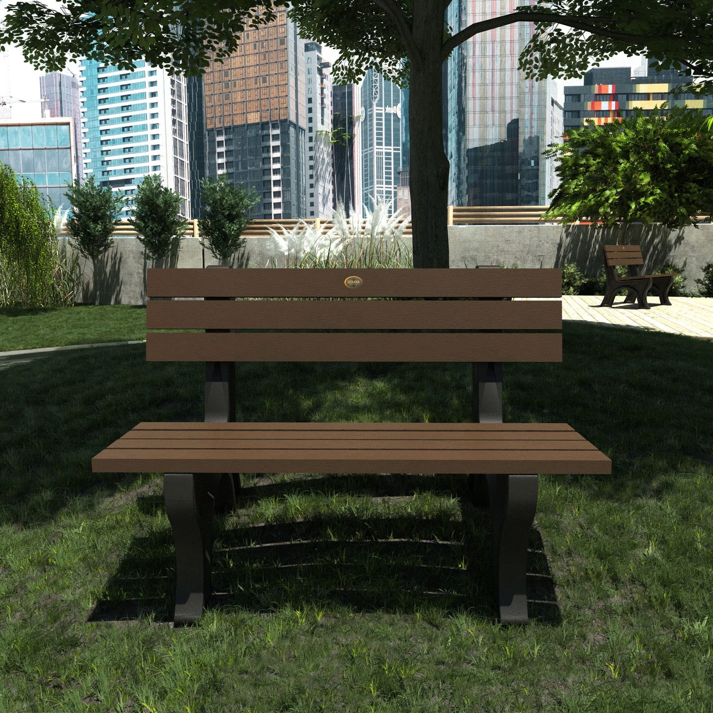 Sequoia Professional Aurora 4 ft Park Bench, Weathered Acorn