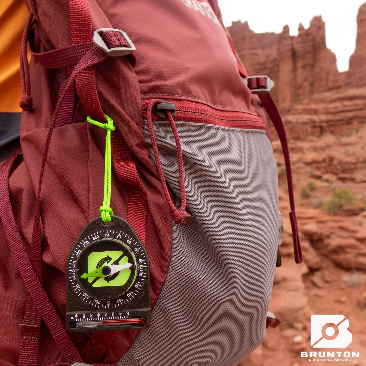 Brunton Hiking Navigation Kit – Scout Recycled ECOmpass Baseplate, Tag-Along Chill Thermometer Compass (°F), Echo 7x18 Monocular (Green) – 3-Piece Bundle for Trekking, Backpacking & Orienteering