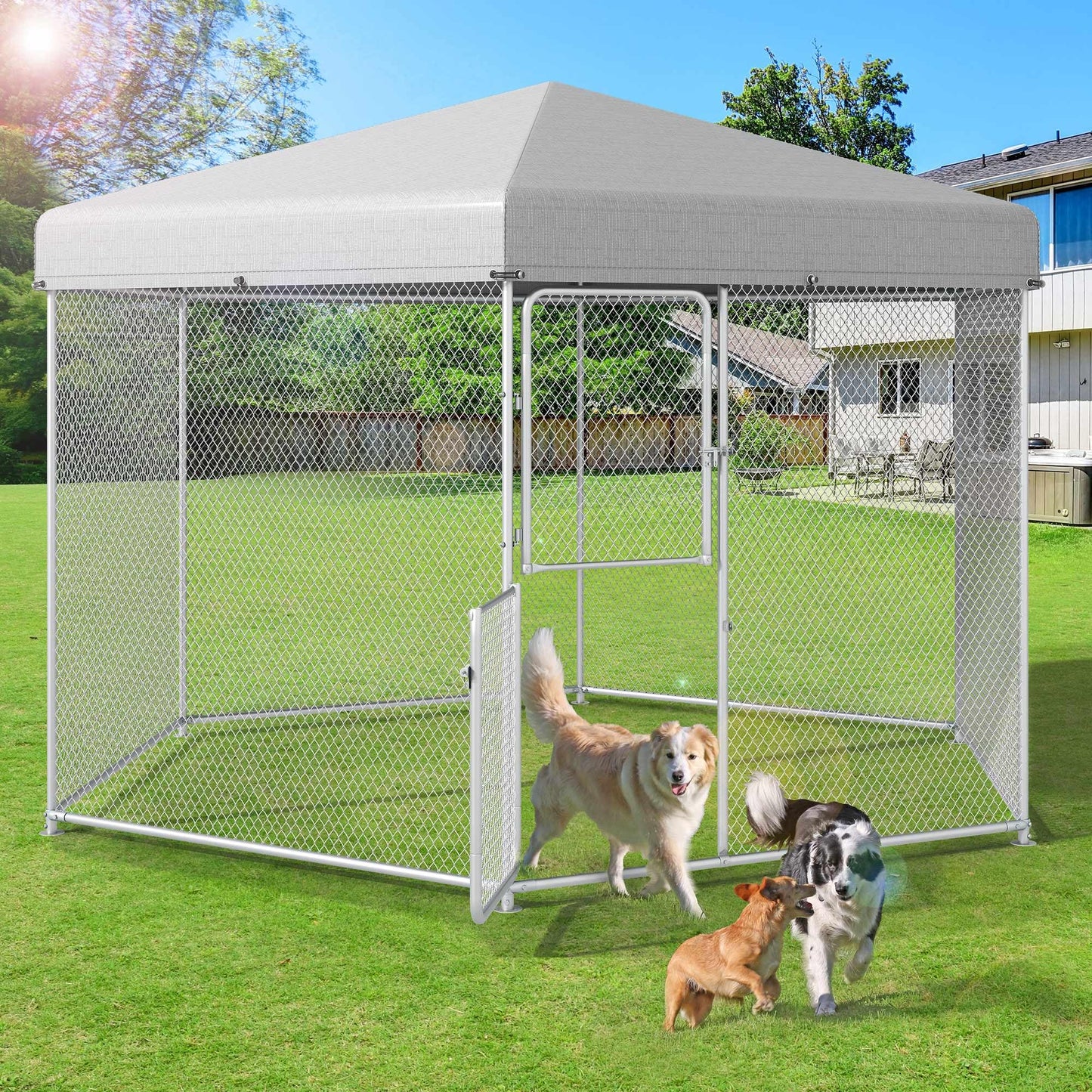 YITAHOME Extra Large Outdoor Dog Kennel for Yard, 13.1×11.2×7.6FT Heavy Duty Pet Pens House Dog Run Enclosure w UV-Resistant Waterproof Roof Cover & Lock, Playpen Fence Outdoor for Medium Large Dogs