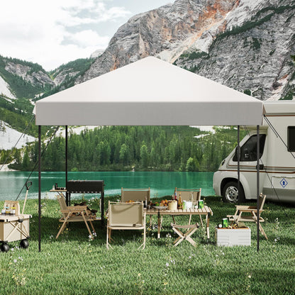 10' x 10' Pop Up Canopy Tent, Commercial Instant Outdoor Shelter with 3 Adjustable Heights, Portable Gazebo with Wheeled Carry Bag for Patio, Deck, Garden, Beach and Camping