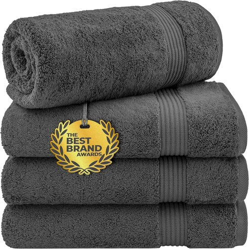 Cotton Paradise Extra Large Soft Plush Turkish Bath Towels Set - 4 Piece Dark Gray Collection