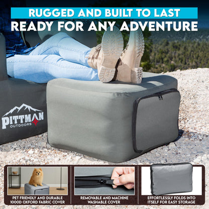 Pittman - Inflatable Furniture Set with Built in Pump for Outdoors & Indoors - Blow Up Couch Set has Heavy Duty Puncture Resistant Fabric for Inflatable Sectional Comfort & Durability if Camping